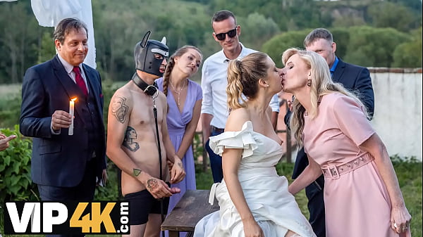Bride4K Sexy Bride With Natural Tits Is Having A Kinky Sex With A Groom Dressed Up As A Hound