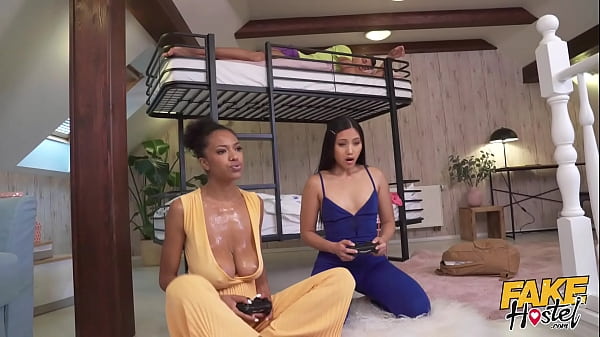 Fakehub Thai Asian Girl And Ebony Spanish Babe With Huge Natural Boobs In Horny Threesome