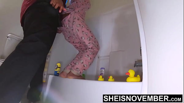 I Sneak In On My Adorable Pissing Stepdaughter Bathroom Fucking Her Tight Wet Pussy Cowgirl On The Toilet Shy Cute Black Girl Sheisnovember Having Taboo Sex With Her Horny Stepdad Big Cock Large Na