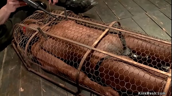 Master The Pope Canes Small Tits Ebony Slave Ana Foxxx In Back Arch Bondage Then Locks Her In Tight Cage With Vibrator Between Her Legs And Zappers Her